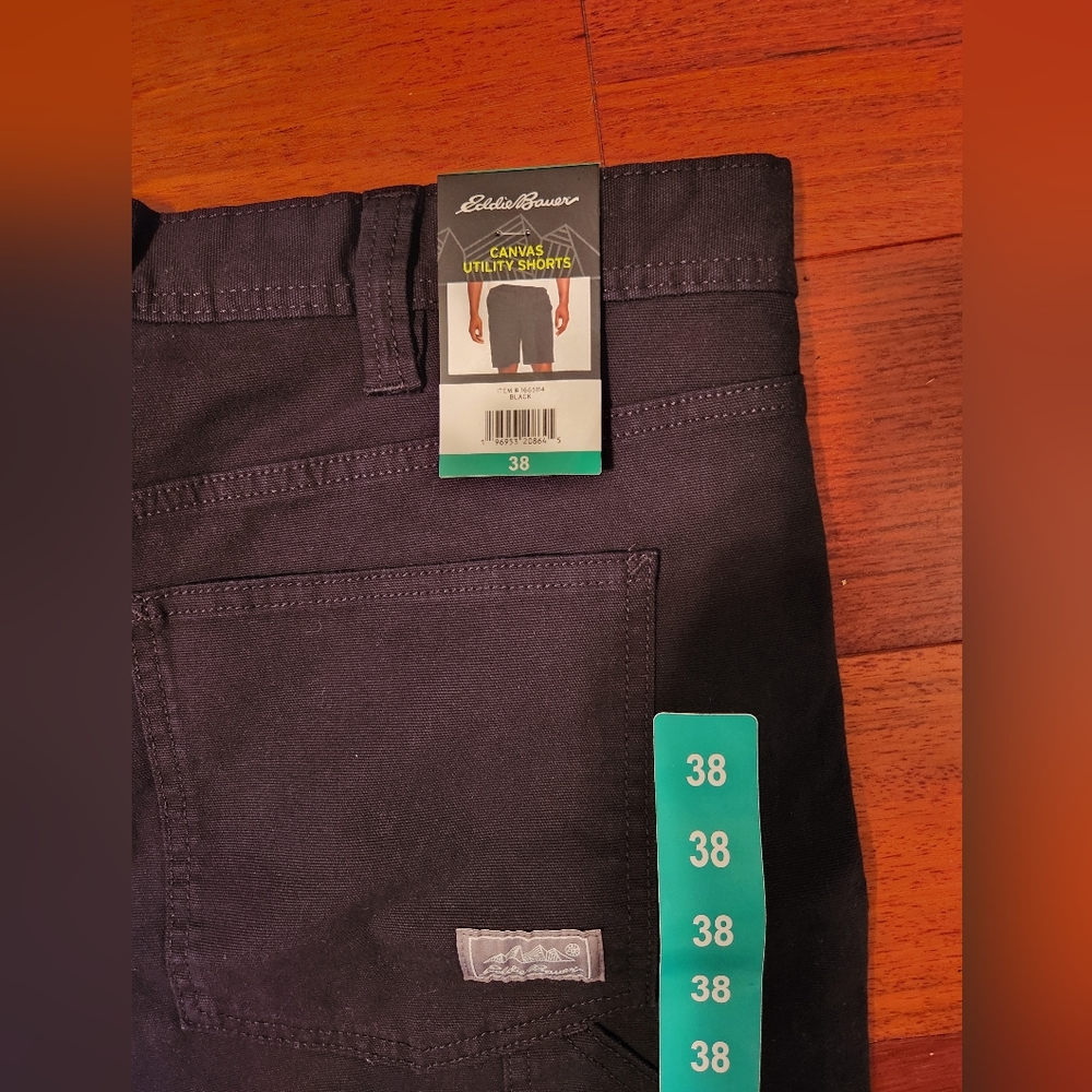 NWT Eddie Bauer Men's Canvas Utility Shorts, Sz 38, Black - Picture 3 of 3